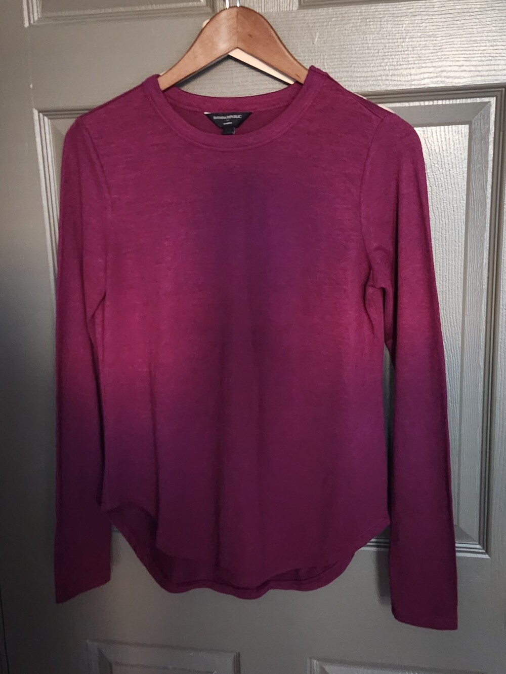 Banana Republic Long-Sleeve Crewneck Top - Berry Plum